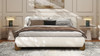 Alpine Puffy Modern Platform Bed, Queen, Ivory White Bouclé 3