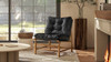 Oxford 26.5" Leather Mid-Century Modern Accent Chair, Noir Black 4