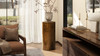 Nebula 29.5" Burl Accent Pillar Side Table, Medium Brown Walnut 9