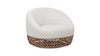 Willow 35.5" Upholstered Woven Patio Deep Seating Armchair with Golden Brown Wicker Frame, Wheat Beige 6
