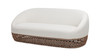 Willow 71" Upholstered Woven Patio Deep Seating Sofa with Golden Brown Wicker Frame, Wheat Beige 1