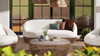 Willow 71" Upholstered Woven Patio Deep Seating Sofa with Golden Brown Wicker Frame, Wheat Beige 3