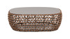 Willow 40.5" Oval Woven Patio Coffee Table, Golden Brown Wicker 1