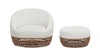 Willow 2pc Upholstered Woven Patio Armchair Set with Ottoman, Golden Brown Wicker Frame, Wheat Beige 5