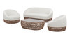 Willow 4pc Upholstered Woven Patio Deep Seating Conversation Set, Golden Brown Wicker, Wheat Beige 1
