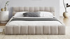 Auburn Low Profile Upholstered Queen Platform Bed, Chenille Beige