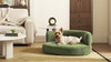 Shep 36" Curved Dog Sofa Bed, Medium, Moss Green Fleeced Teddy