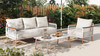 Calarono 2pc Teak & Aluminium Outdoor Sofa and Coffee Table Patio Set