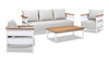 Rhodes 4pc Upholstered Teak & Aluminum Outdoor Patio Conversation Set, Birch Gray Chenille