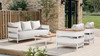 Rhodes 4pc Upholstered Teak & Aluminum Outdoor Patio Conversation Set, Birch Gray Chenille