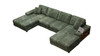 Palmer 139.76" U-Shaped Corduroy Sectional Sofa with Built-In Armrest Storage, Green