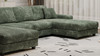 Palmer 139.76" U-Shaped Corduroy Sectional Sofa with Built-In Armrest Storage, Green