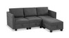 Billy 86" Modular 4-Piece Storage Sectional Sofa, Soapstone Gray