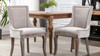 Rowena Upholstered Parsons Dining Chair with Nailhead Trim and Distressed Wood Legs, Set of 2, Polyester Beige