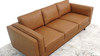 Zevon 90.4" Genuine Leather Sofa with Track Arms and Tapered Wood Legs