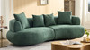 Cavelli 102" Curved Bouclé Sofa with Accent Pillows, Green