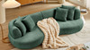 Cavelli 102" Curved Bouclé Sofa with Accent Pillows, Green