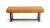 Tanner 51" Genuine Leather & Eucalyptus Wood Tufted Bench