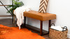 Tanner 51" Genuine Leather & Eucalyptus Wood Tufted Bench