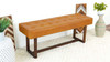 Tanner 51" Genuine Leather & Eucalyptus Wood Tufted Bench