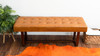 Tanner 51" Genuine Leather & Eucalyptus Wood Tufted Bench