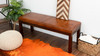 Hollis 48" Genuine Leather Bench with Solid Eucalyptus Wood Frame