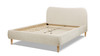 Roman Curved Headboard Upholstered Platform Bed, Queen, Oatmeal Light Beige Chenille