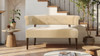Jared Roll Arm Tufted Bench Settee, Fawn Brown Performance Velvet