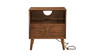 Larkin 22.75" Mid-Century Nightstand with Integrated Outlets & USB Ports, Walnut Finish