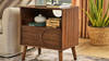 Larkin 22.75" Mid-Century Nightstand with Integrated Outlets & USB Ports, Walnut Finish