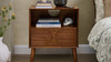 Larkin 22.75" Mid-Century Nightstand with Integrated Outlets & USB Ports, Walnut Finish