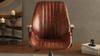 Cortona Top Grain Leather Office Chair with Wooden Armrests and Swivel Base, Cocoa