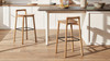 Sven 30" Modern Minimalist Low Back Wood Barstool, Natural Blonde Ash Wood