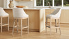 Newport 30.5" Coastal Curved Back Upholstered Barstool, Two-Tone Neutral Gray