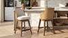 Bahama 26" Cane Rattan High-Back Swivel Counter Stool with Recessed Arms, Two-Tone Neutral Gray