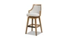 Bahama 30" Cane Rattan High-Back Swivel Bar Stool with Recessed Arms, Two-Tone Neutral Gray