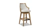 Bahama 30" Cane Rattan High-Back Swivel Bar Stool with Recessed Arms, Two-Tone Neutral Gray