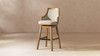 Bahama 30" Cane Rattan High-Back Swivel Bar Stool with Recessed Arms, Taupe Beige