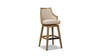 Bahama 30" Cane Rattan High-Back Swivel Bar Stool with Recessed Arms, Taupe Beige