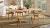 Capri 59-90.5" Solid Red Oak Wood 6-8 Seat Extendable Leaf Dining Table, Natural Brown