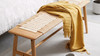 Rivelle 31.5" Hand-Woven Rattan & Solid Oak Bench