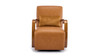 Vesper 31.8" Faux Leather Swivel Arm Chair with Curved Solid Wood Armrests and Pillow