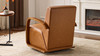Vesper 31.8" Faux Leather Swivel Arm Chair with Curved Solid Wood Armrests and Pillow