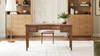 Dauphin 55" 3-Drawer Wood Executive Desk, Brown Rubber Wood & Veneer