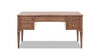 Dauphin Gold Accent 5-Drawer Wood Executive Desk, Brown Ash Wood & Veneer