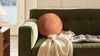 Luna 12" Round Sphere Accent Ball Throw Pillow, Spice Orange Fleeced Teddy