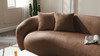 Valmere 102.36" Curved Half-Moon Fleeced Teddy Upholstered Sofa with 4 Toss Pillows, Brown