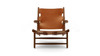 Redwood Ridge 34.8" Mid-Century Modern Solid American Walnut Hunting Armchair with Performance Vegan Leather Sling Seat