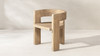 Soren Solid Reclaimed Elm Sculptural Accent Curved Dining Chair, Heritage Light Natural Brown