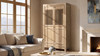 Arden 83" Tall Solid Reclaimed Pine Lattice 2-Door Bookcase Storage Cabinet, Heritage Light Natural Brown